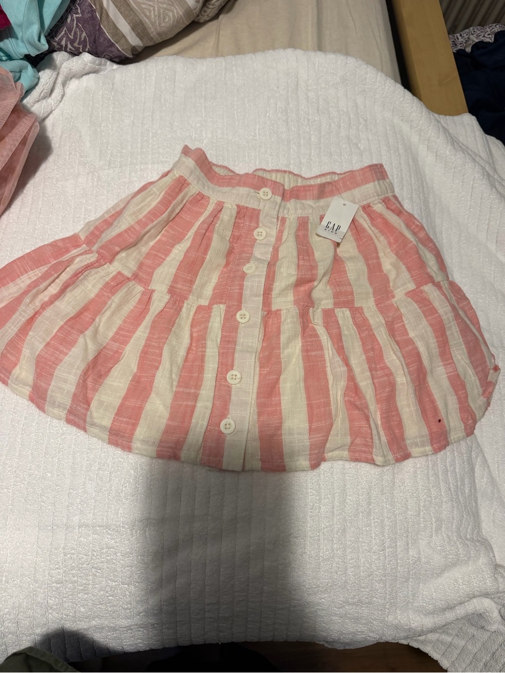 GAP Girls Pink and Cream Striped Button-Front Skirt